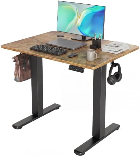 Claiks Electric Standing Desk 35x20 Inch Adjustable Desk, Rustic Brown
