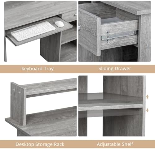 Karl home Computer Desk Study Writing Desk, Grey