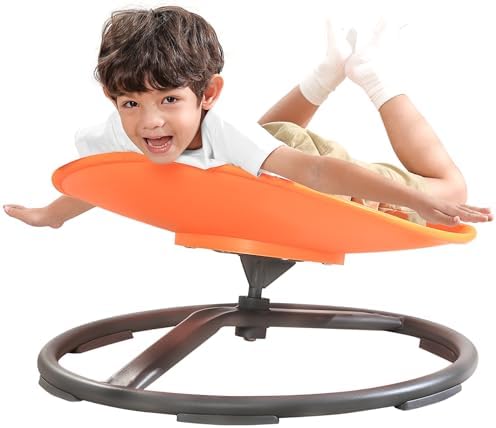 BABAMU Spinning Chair for Autistic Kids, Sensory Swivel Chair, 220LBS Weight Capacity, Autism Sensory Products, Autism Toys, Sensory Toy (Orange, Egg)
