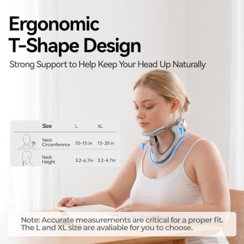 Posture Corrector for Neck & Cervical Spine Alignment - 360° Adjustable Neck Collar with 28 Levels, Memory Foam Support for Pain Relief, Tech Neck, Hump & Forward Head Posture (Gray, X-Large)