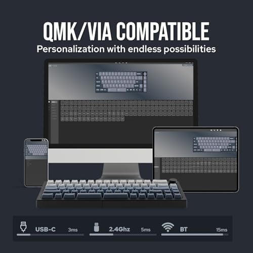 EPOMAKER Split65 QMK/VIA Programmable Keyboard, Wireless Mechanical Keyboard in 2.4Ghz/BT/Type-C, Ergonomic Gaming Keyboard in Split Layout with RGB Backlit (Flamingo Switch)