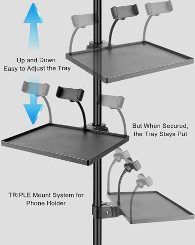 BILIONE Mic Stand Tray 10.6" x 7.8" Large with Crab Clamp for Mixers & Gear