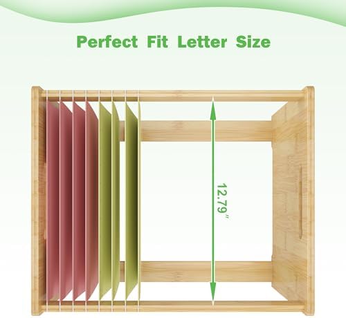 Bamboo Hanging File Box Organizer, File Folder Storge, Nature, 2 Pack