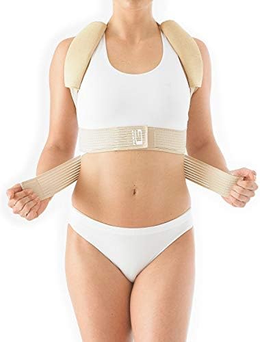Neo-G Clavicle Brace - Back Support for Early Kyphosis, Rounded Shoulders, Pain Relief, Muscular Aches, Rehab - Fully Adjustable - Class 1 Medical Device - L - Tan