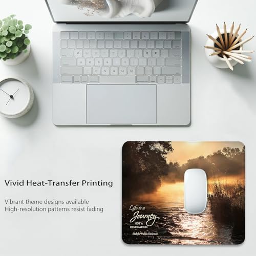 Misty River at Sunrise Mouse Pad, Inspirational Quote About Life Desk Mat