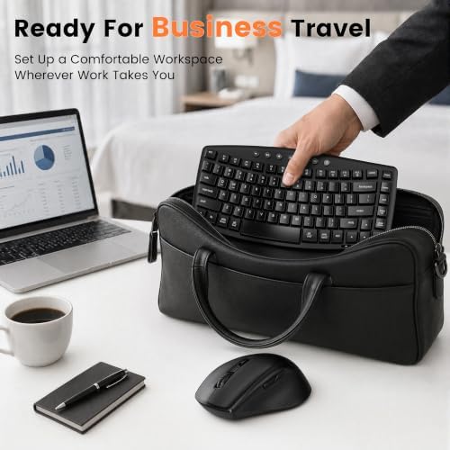 SABLUTE Wireless Ergonomic Keyboard and Mouse Combo, Wave Key Layout, Black