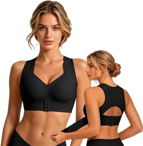 Posture Support Bras for Older Women Front Closure Crossback Wireless Bra Full Coverage Posture Correcting Bralette