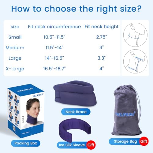 Velpeau Soft Neck Brace for Neck Pain and Support, Sleep Apnea, Blue S