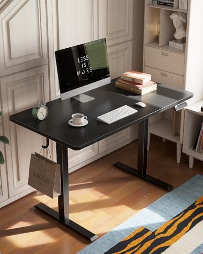 FEZIBO One-Piece Standing Desk, 48"x24" Seamless Tabletop Electric Height Adjustable for Home Office, Study Rooms & Multi-Device Workstations, Black