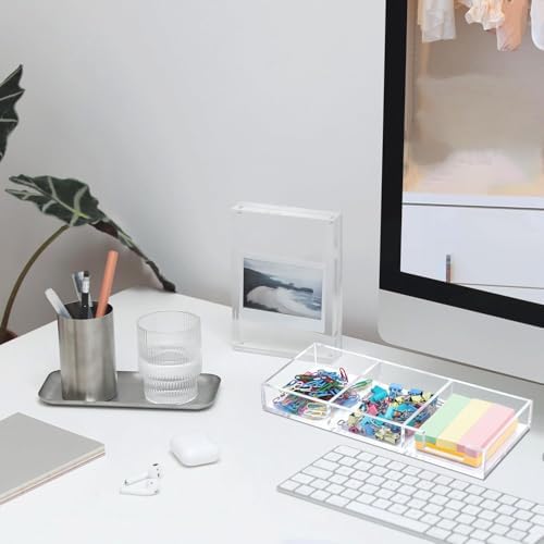 Sticky Note Holder 3 in 1 Clear Acrylic Self-Stick Memo Pads Holders Desk Organizer for School Office Home, Post Pop Notes Dispenser for 3"X3" Note Pads (BQ211)