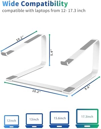 SOUNDANCE Laptop Stand for Desk, Metal Riser, Fits 12-17.3 Inch, White