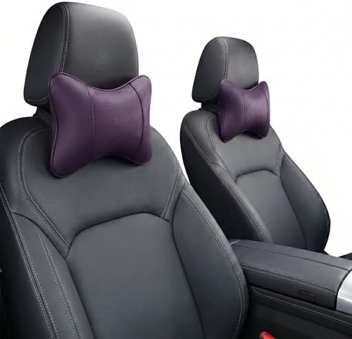 Car Pillow for Driving Seat Soft Leather Headrest Neck Support 2PCS