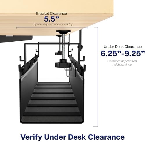 VIVO Black Clamp-on 31 in Fabric Cable Management Tray, DESK-AC31F-C