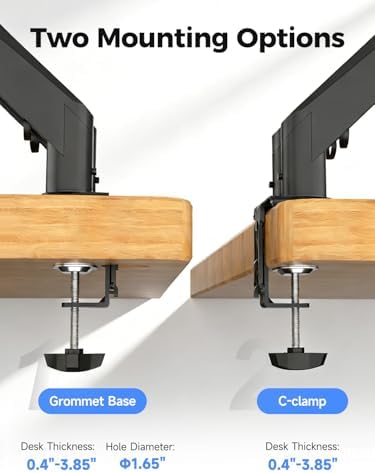 Suptek Dual Monitor Mount Stand-Height Adjustable Gas Spring Monitor Arm Desk Mount for 2 Computer Screens 17 to 35 inches - Each Arm Holds up to 24.25lbs,Black(MD8SP)