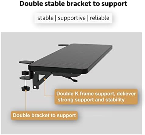 Ergonomics Desk Extender Tray, Suitable for Office. Foldable, Punch-Free Clamp on.Computer Keyborad Tray, Desk Extension Board (21.65"*9.45"(55cm*24cm), Carbon)