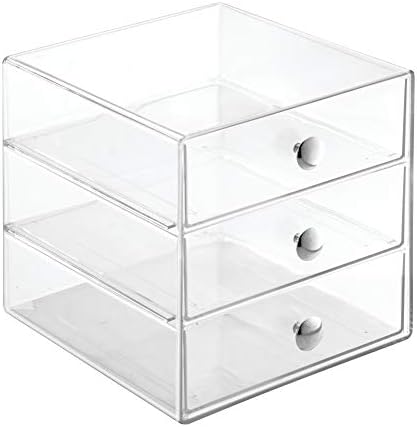 iDesign Stackable 3-Drawer Makeup Organizer, Clear