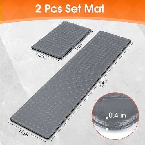 TranquilRelax Kitchen Mats, Cushioned Mats with Extra-Long Runner, Grey