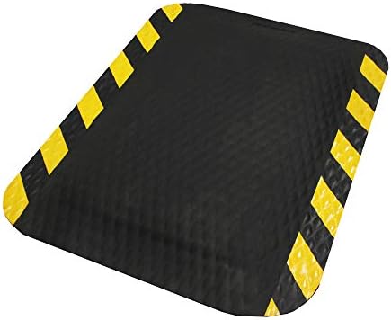 M+A Matting - 424020035 Hog Heaven Industrial-Grade Anti-Fatigue Mat | OSHA Yellow Striped Border | Welding Safe, Slip Resistant, Grease/Oil Proof, Ergonomic 7/8-inch Mat (Black, 3' x 5') (424-2-5F 3F)