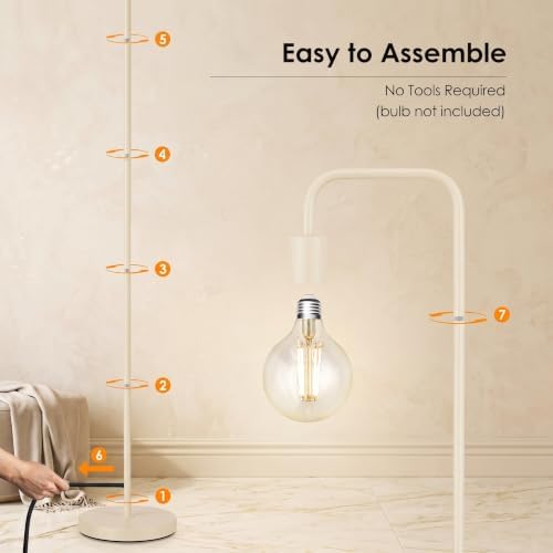 BoostArea Kahki Floor Lamp 63 inch, Modern Cute Floor Lamp, Metal Standing Lamp, E26 Socket, On/Off Footswitch, ETL Listed, Tall Thin Skinny Cool Kids Lamp for Living Room, Bedroom Decor, Minimalist