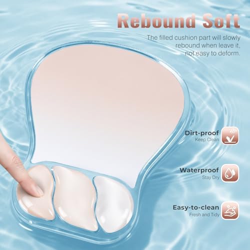 Ospelelf Mouse Pad with Wrist Rest Set Gel Ergonomic Keyboard Wrist Support Anti-Slip Rubber Bottom Office Women Desk Accessories for Computer, Laptop and Gaming, Pink