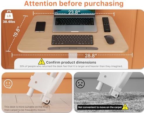 JOY worker Foldable Mobile Standing Desk, 90° Tilt Rolling Laptop Desk, Oak