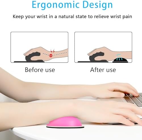 Dapesuom Mouse Wrist Rest, Ergonomic Memory Foam Mouse Wrist for Computer Desk Mats Support, PU Leather Hand Rest Pad Cushion for Gaming, Laptop, Men, Women, Pain Relief & Easy Typing, Hot Pink