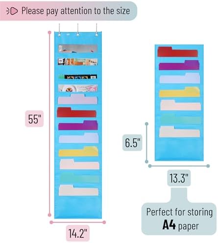 Mr. Pen- Hanging Wall File Organizer, 12 Pocket, Blue