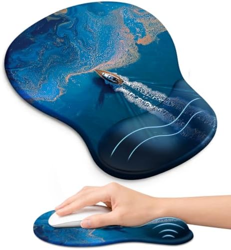 Ergonomic Mouse Pad with Wrist Rest, Gel Wrist Support, Coastal