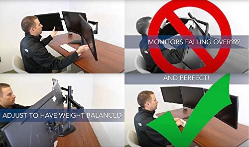 Mount-It! Triple Monitor Stand for Desk, 3 Monitor Mount Fits 19–27" Screens, Holds 15.4 lbs Each, Full Motion Triple Monitor Arm with Tilt Swivel Rotate, VESA 75x75, 100x100, Stable Freestanding Base