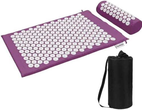 XiaoMaGe 28.7" Acupressure Mat and Pillow Set with Carry Bag (Purple)