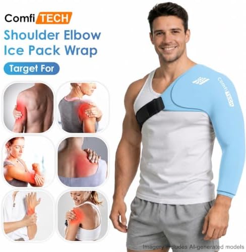 ComfiTECH Shoulder Arm Ice Pack Wrap for Pitcher & Recovery, Blue, XL