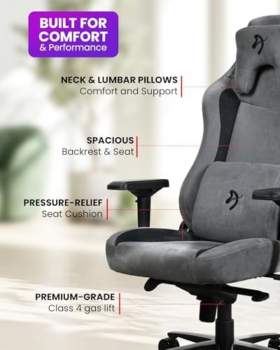 Arozzi Vernazza Supersoft Upholstery Material has a Unique Velvety Texture that is Fluid-Repellant and Breathable with Memory Foam Lumbar Support 4D Armrest for Office and Gaming Chair - Anthracite