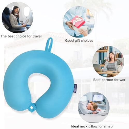 Travel Pillow, Memory Foam Airplane Pillow, Lake Blue