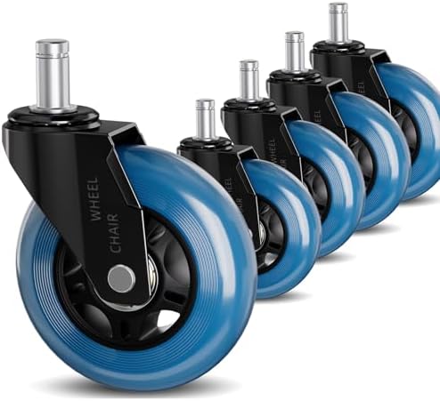 Office Chair Caster Wheels Replacement 3 Inch Roller Blade, Set of 5