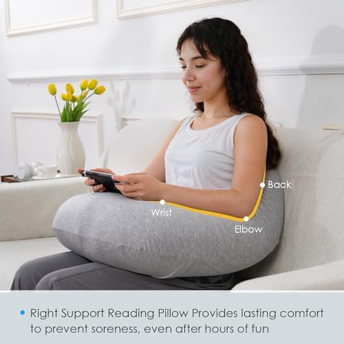 QUEEN ROSE Reading Pillow, Gaming Lap Pillow for Crocheting, Cooling Grey