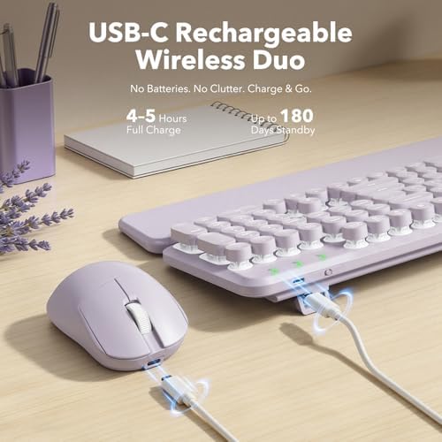 Rechargeable Backlit Wireless Keyboard and Mouse Combo, Magnetic Wrist Rest