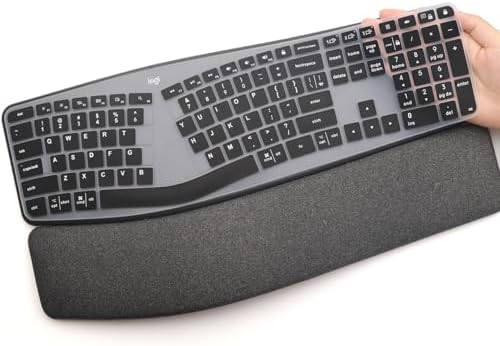 Keyboard Cover for Logitech Ergo K860 Wireless Ergonomic Keyboard, K860 Split Keyboard Protective Accessories -Black