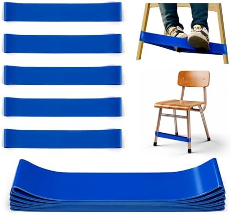 5 Pack Chair Bands for Kids with Fidgety Feet, ADHD Tools for Kids, Improve Focus & Reduce Restlessness, Chair Bands for Sensory ADHD ADD Autism - Classroom & Home Must Haves (Blue)