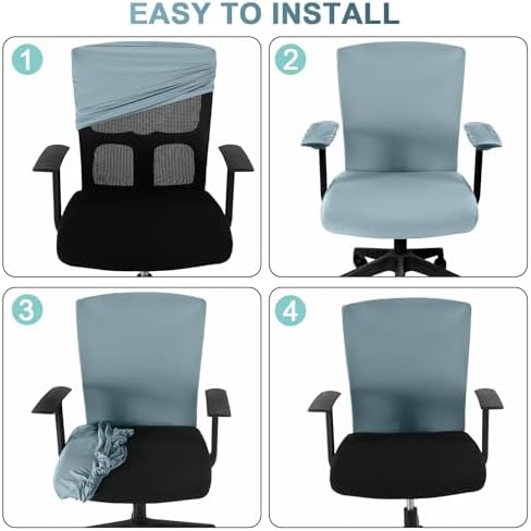 Tallew 4 Pcs Office Chair Covers Set Computer Universal Protective Stretchable Chair Seat Covers Desk Armrest Cover Slipcovers Pads Office Cushion Backrest for Rotating(Regular,Smoke Gray)