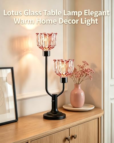Lightdot Mid Century Modern Table Lamp Dimmable Vintage Black Flower Lamp