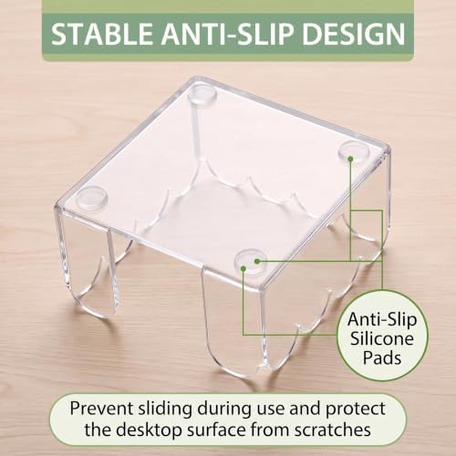Scalloped Acrylic Sticky Note Holder, 3×3 Inch Clear Sticky Note Dispenser, Thick Wave‑Design Notepad Holder, Anti‑Slip Desk Organizer for Office Home Dorm Classroom