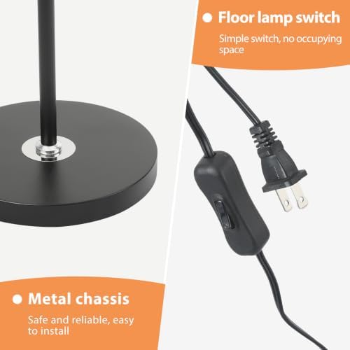 Floor Reading Lamp, Adjustable Height Bendable Short Standing Corner Lamps (Black2-Linen)