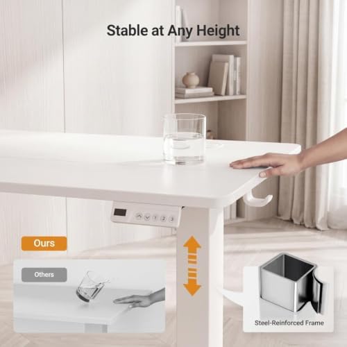 Claiks Electric Standing Desk 32x19 Inch Adjustable Desk, White