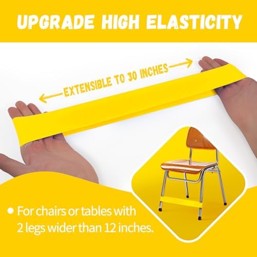 25 Pack Chair Bands for Kids with Fidgety Feet, ADHD Tools for Kids, Improve Focus & Reduce Restlessness, Chair Bands for Sensory ADHD ADD Autism - Classroom & Home Must Haves (Yellow)