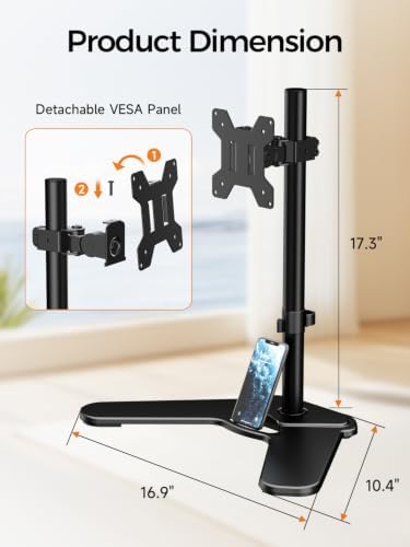 Suptek Single Monitor Mount, Adjustable Monitor Desk Mount for Fully Adjustable Stand 1 / Single Screen up to 32 inches (ML97401SEY)