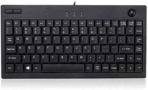 Adesso AKB-310UB Wired USB Mini Trackball Keyboard, Black