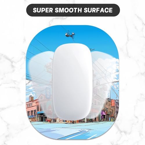 Small Mouse Pad, 6 x 7 Inch, Oval Mini Mouse Pad with Non-Slip Rubber Base for Laptop Wireless Mouse Keyboard Tray Mousepad, Streetscape