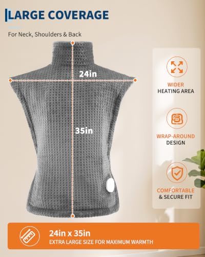 Garvee Wearable Vibrating Heating Pad for Neck Shoulders Back Pain Relief