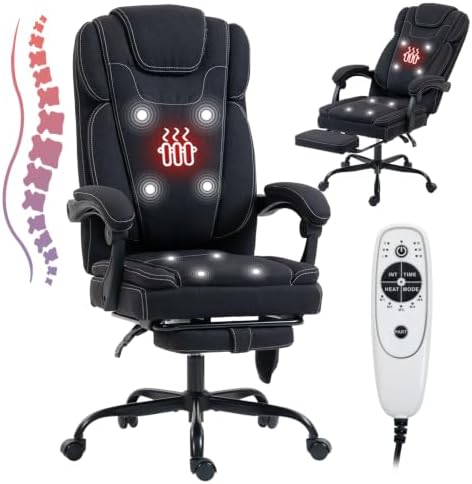 Massage Office Chair with Heat Reclining High Back Desk Chair