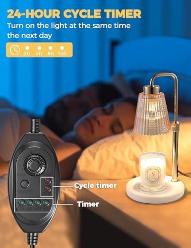 Marble Candle Warmer Lamp White with Cycle Timer, Dimmable Wax Melt Warmer